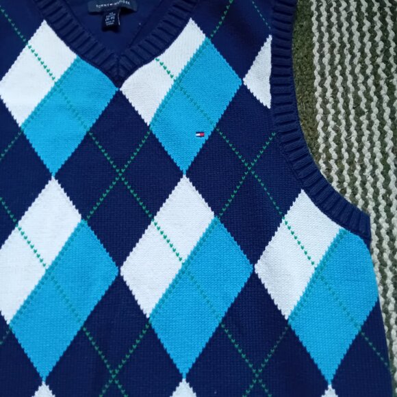 Tommy Hilfiger Argyle Sweater Vest Cotton - Picture 3 of 6